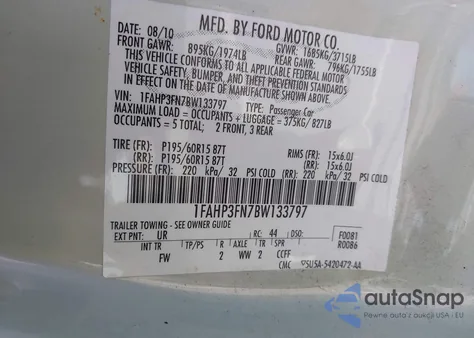 2011 Ford Focus Se z USA, uszkodzony, nr VIN 1FAHP3FN7BW133797